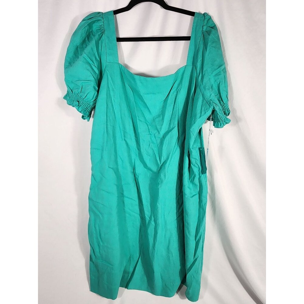 NWT Draper James Womens Linen Dress Puff Sleeve Pistachio Old Money Wedding XXL